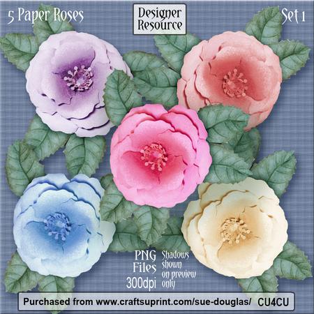 Designer Resource - Paper Roses - Set 1