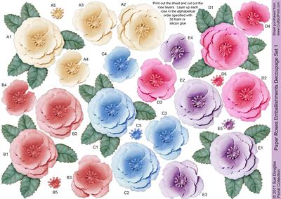 Paper Roses Decoupage Embellishments - Set 1