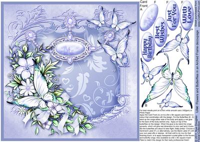 Lilac Flowers and Butterflies on an Arched Frame