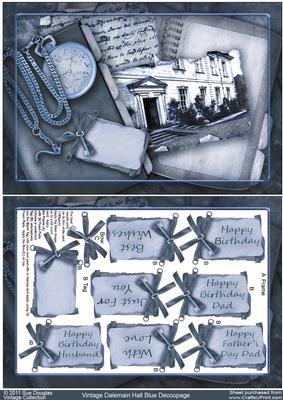 Vintage Dalemain Hall Blue with Frame Decoupage