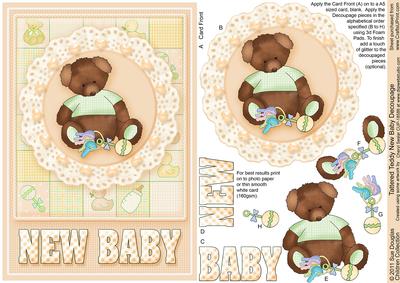 Tattered Teddy New Baby Decoupage