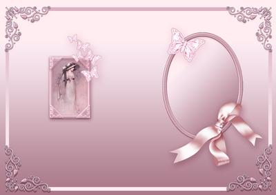 Vintage Lady in a Pink Butterfly Frame Matching A5 Insert