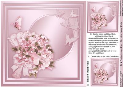 Pink Orchids on a Fan - 8in x 8in Insert Plate