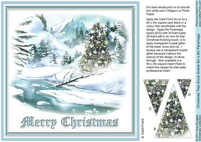Christmas Tree Snow Scene - 8in x 8in Pyramage