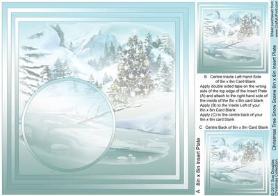 Christmas Tree Snow Scene - 8in x 8in Insert Plate