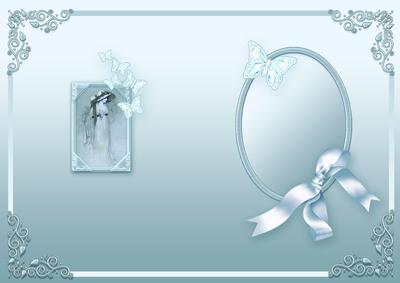 Vintage Lady in an Aqua Butterfly Frame Matching A5 Insert