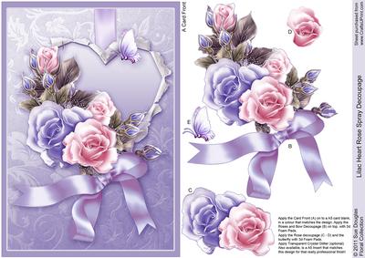 Lilac Heart with Rose Spray Decoupage