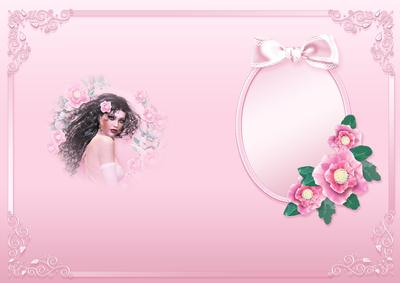 Young Lady in a Pink Floral Frame Matching A5 Insert