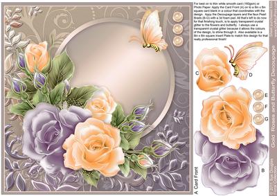 Gold Roses and Butterfly Decoupage