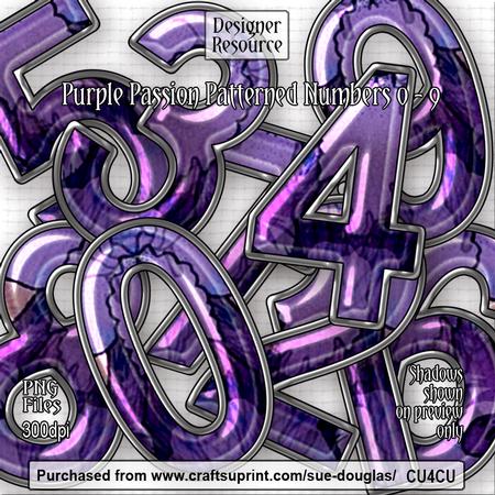 Designer Resource - Purple Passion Patterned Numbers 0 - 9