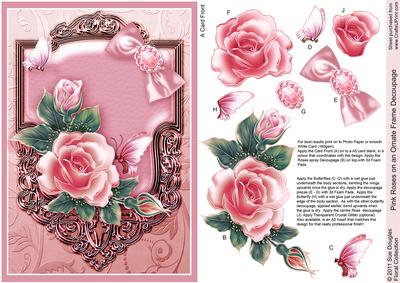 Pink Roses on an Ornate Frame