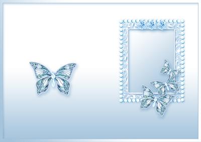 Blue Butterflies Pearls and Lace Matching A5 Insert