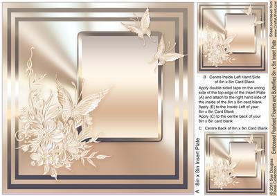 Embossed Pearlised Flowers & Butterflies-8in x 8in Ins Plate