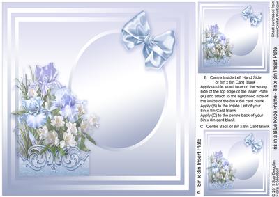 Iris in a Blue Rope Frame - 8in x 8in Insert Plate