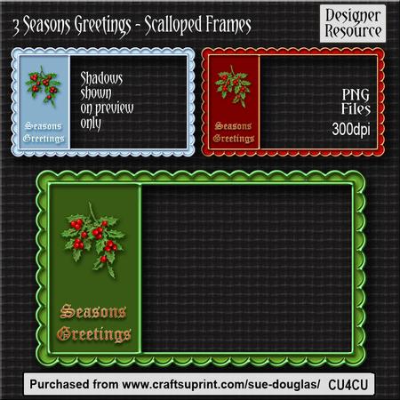 Designer Resource - Christmas Scalloped Frames Seasons Greet