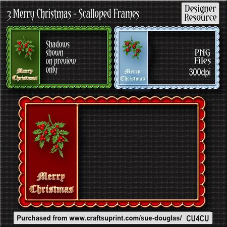 Designer Resource - Christmas Scalloped Frames Merry Christm