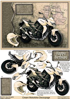 Cream Motorbike Decoupage