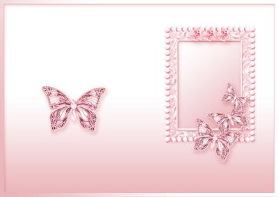 Pale Pink Butterflies Pearls and Lace Matching A5 Insert
