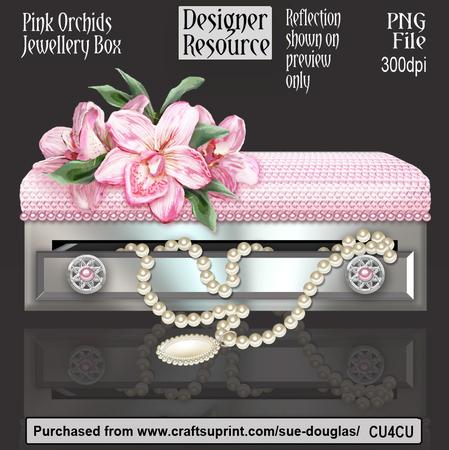 Designer Resource - Pink Orchids Jewellery Box
