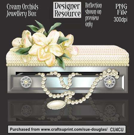 Designer Resource - Cream Orchids Jewellery Box
