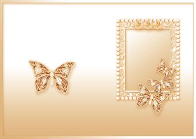 Gold Butterflies Pearls and Lace Matching A5 Insert
