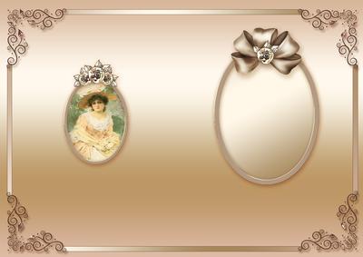 Vintage Lady in an Ornate Frame Matching A5 Insert