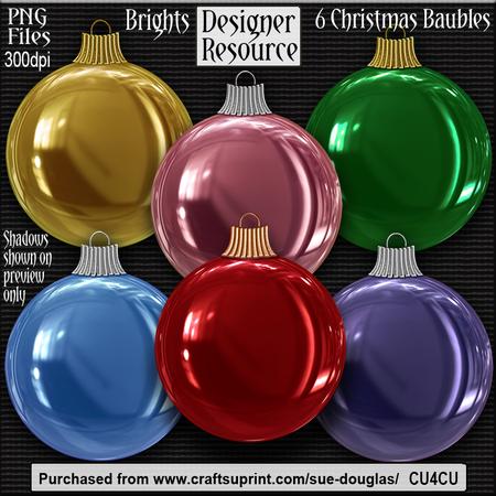 Designer Resource - Pearlised Brights Christmas Baubles