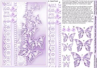 Pale Lilac Butterflies Pearls and Lace Decoupage