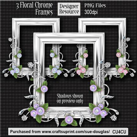 Designer Resource - Chrome Frames with Floral Embellishments