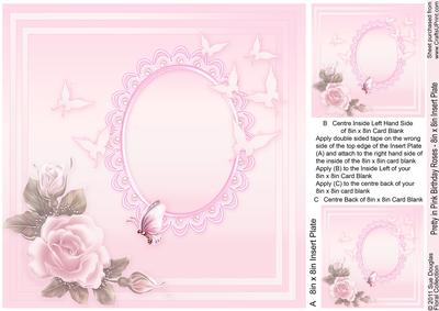 Pretty in Pink Birthday Roses - 8in x 8in Insert Plate