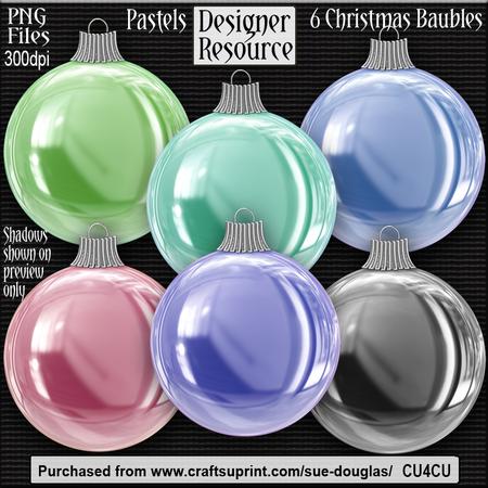 Designer Resource - Pearlised Pastels Christmas Baubles
