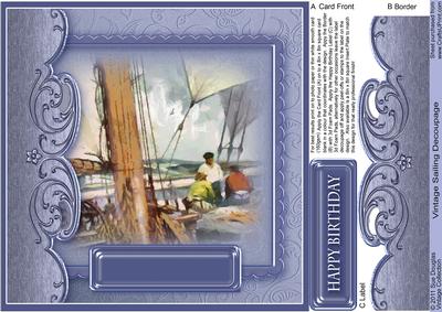 Vintage Sailing - 8in x 8in Decoupage