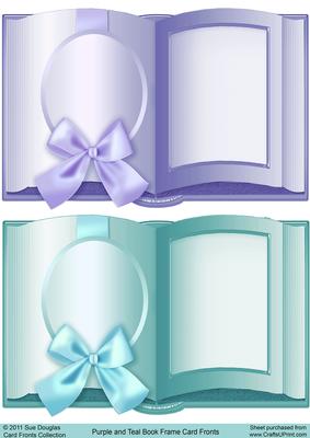 Purple and Teal Book Frame Card Fronts