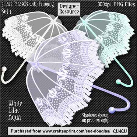 Designer Resource - Lace Parasols with Fringing - Set 1