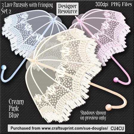 Designer Resource - Lace Parasols with Fringing - Set 2