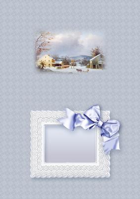 Country Snow Scene in a Broderie Anglaise Frame A5 Insert