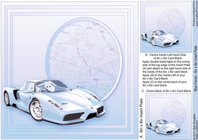 Blue Ferrari - 8in x 8in Insert Plate