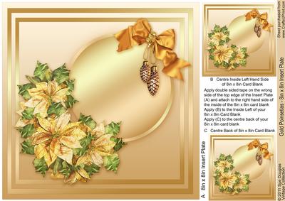 Gold Poinsettias - 8in x 8in Insert Plate