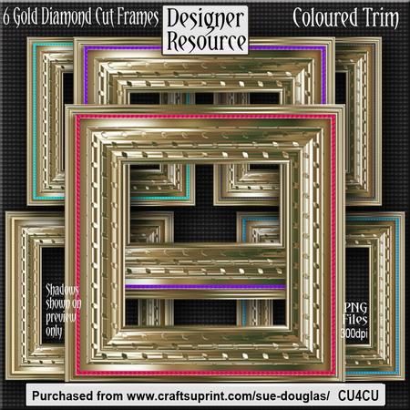 Designer Resource - Gold Diamond Cut Frames with Colour Trim