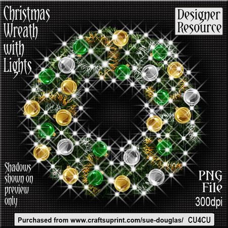 Designer Resource - Christmas Wreath with Lights