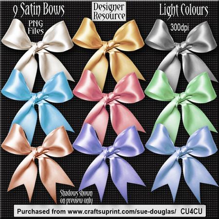 Designer Resource - Satin Bows - Light Colours