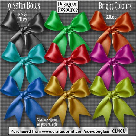 Designer Resource - Satin Bows - Bright Colours