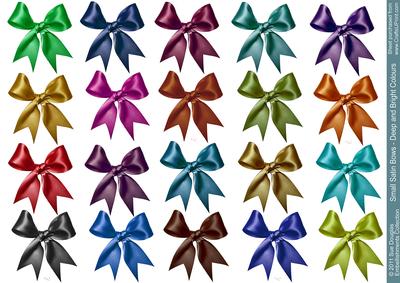 Small Satin Bows Embellishments - Deep and Bright Colours
