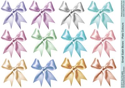 Medium Satin Bows Embellishments - Pale Colours