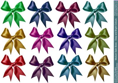 Medium Satin Bows Embellishments - Deep and Bright Colours