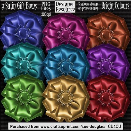 Designer Resource - Satin Gift Bows - Bright Colours