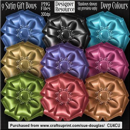 Designer Resource - Satin Gift Bows - Deep Colours