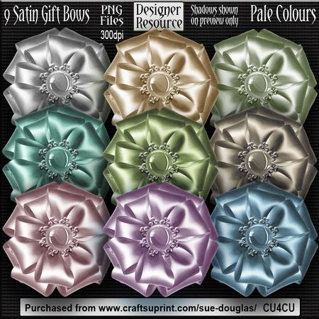 Designer Resource - Satin Gift Bows - Pale Colours