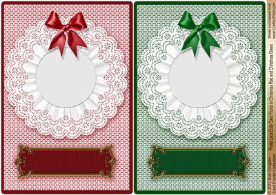 Pretty Lace Doily Card Fronts in Christmas Red and Green