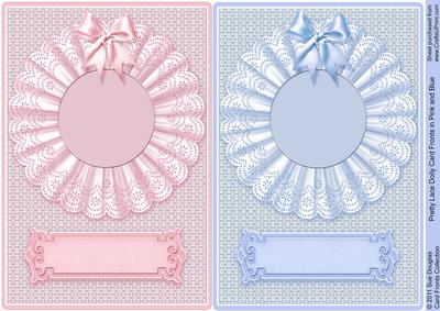 Pretty Lace Doily Card Fronts in Pink and Blue